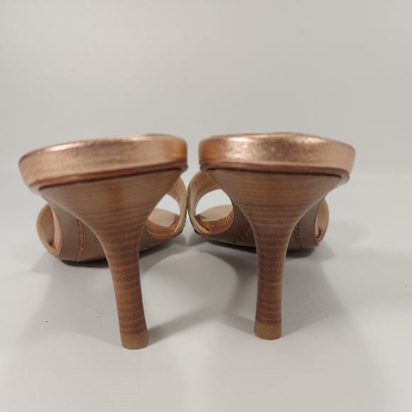 NWT Michael Kors Leandro Rose Gold and Tan Leather High Heel Shoes, 7.5 - Picture 6 of 12